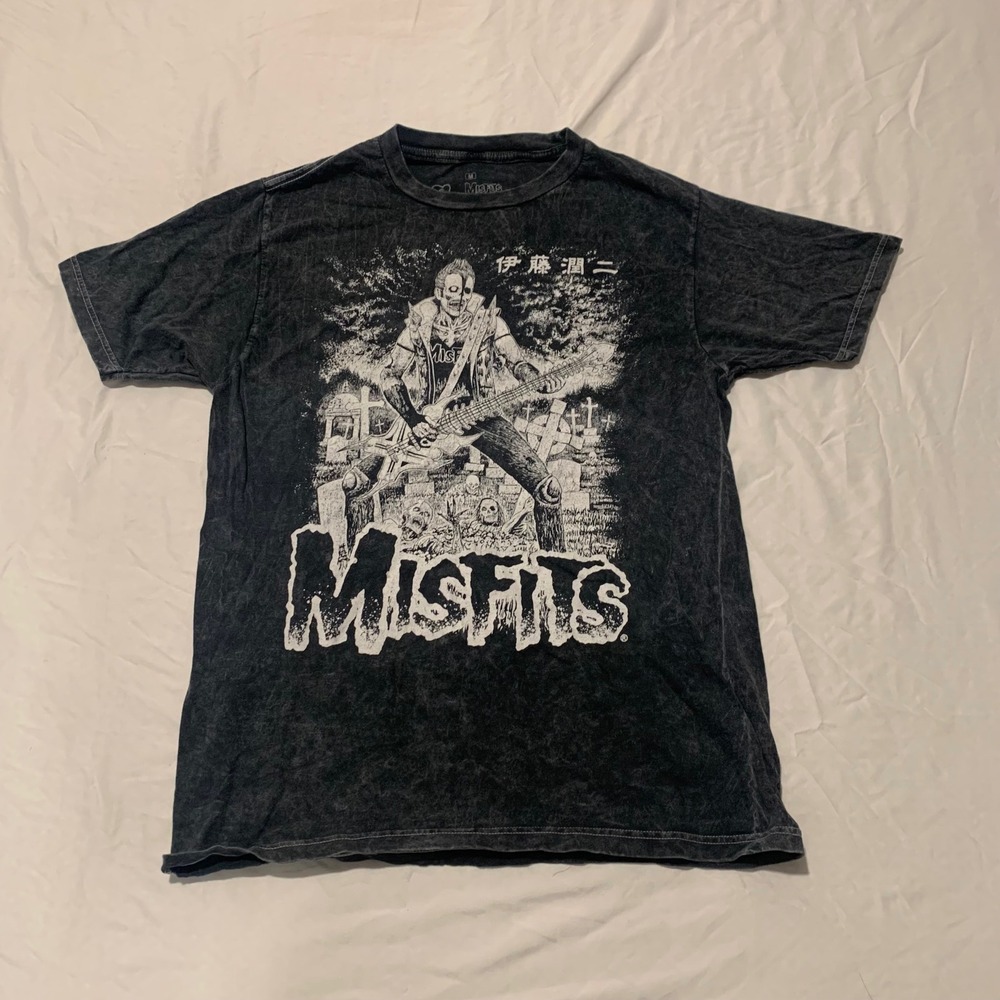 Misfits x Junji Ito Ripple Junction Acid Wash Black Graphic T-Shirt Mens Medium
